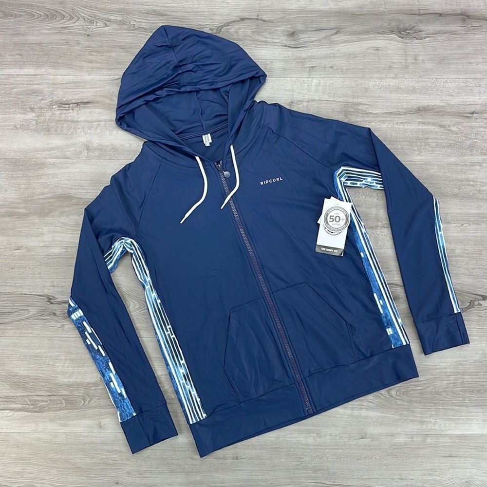 ☀️RIP CURL☀️ WOMENS LONG SLEEVE ZIP SURF HOOD RASH GUARD - Picture 2 of 10